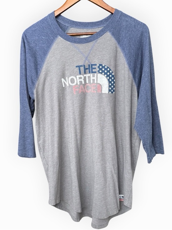 The North Face Other - The North Face Americana Baseball Tee Heather Grey Blue 3/4 Raglan Shirt Large